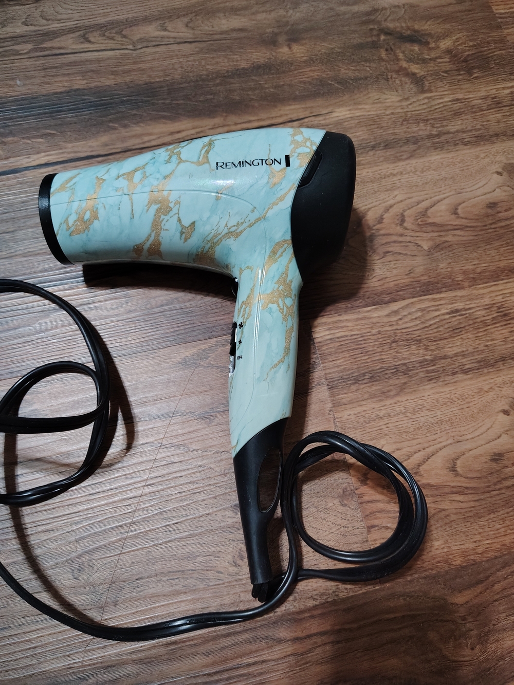 Remington Light Blue & Gold Marble Hair Dryer - Compact Women's Styling Tool